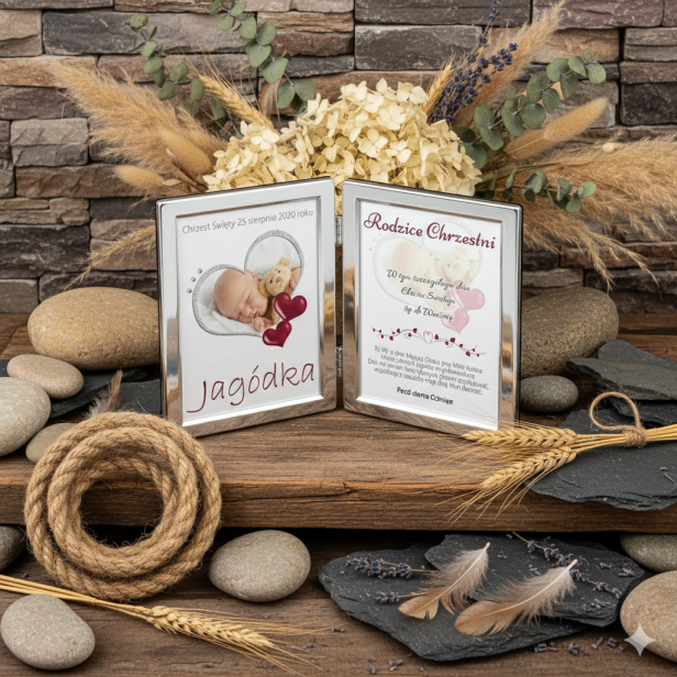 Dyptyk ze zdjęciem i dedykacją – Podziękowanie dla Rodziców Chrzestnych | AUREA PHOTO™