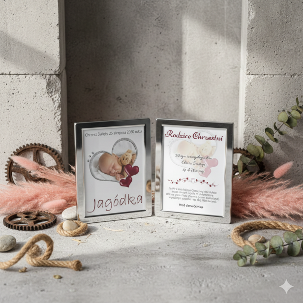 Dyptyk ze zdjęciem i dedykacją – Podziękowanie dla Rodziców Chrzestnych | AUREA PHOTO™