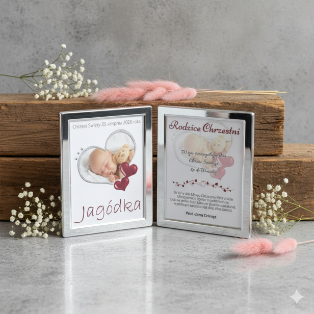 Dyptyk ze zdjęciem i dedykacją – Podziękowanie dla Rodziców Chrzestnych | AUREA PHOTO™