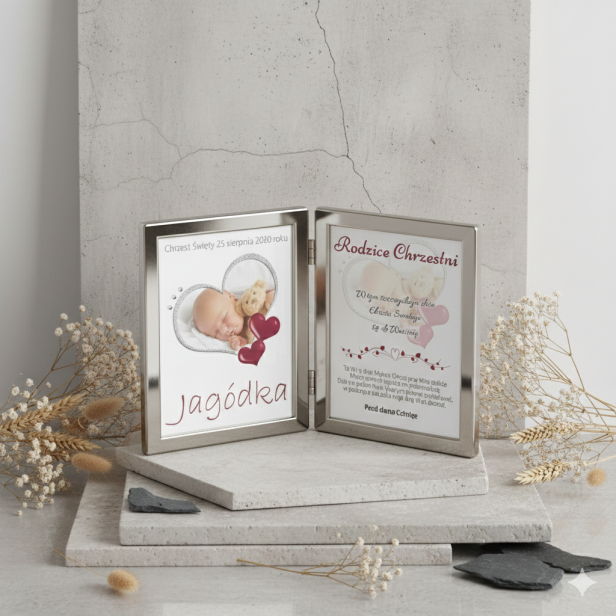 Dyptyk ze zdjęciem i dedykacją – Podziękowanie dla Rodziców Chrzestnych | AUREA PHOTO™
