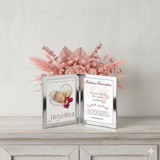 Dyptyk ze zdjęciem i dedykacją – Podziękowanie dla Rodziców Chrzestnych | AUREA PHOTO™
