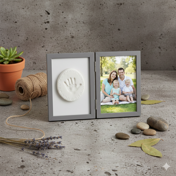 Ramka z glinką na odcisk rączki lub stópki – Zestaw TINY MEMORIES