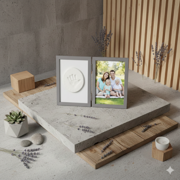 Ramka z glinką na odcisk rączki lub stópki – Zestaw TINY MEMORIES