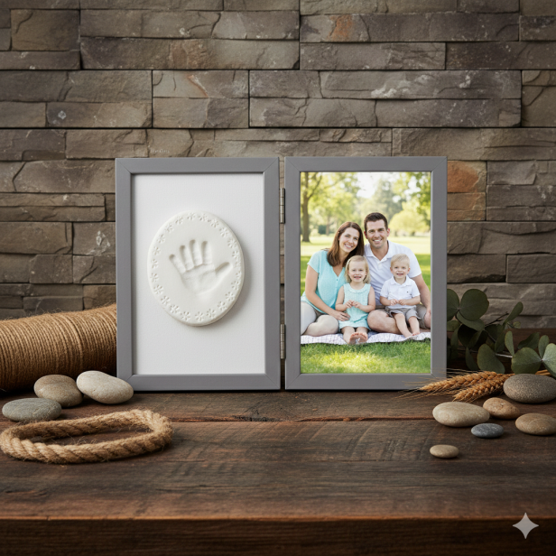 Ramka z glinką na odcisk rączki lub stópki – Zestaw TINY MEMORIES