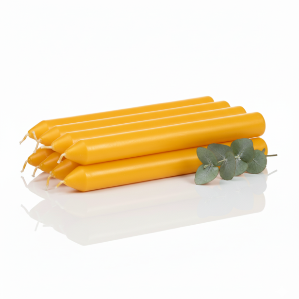 Świeczka stołowa prosta – żółta, klasyczna świeca dekoracyjna 17 cm