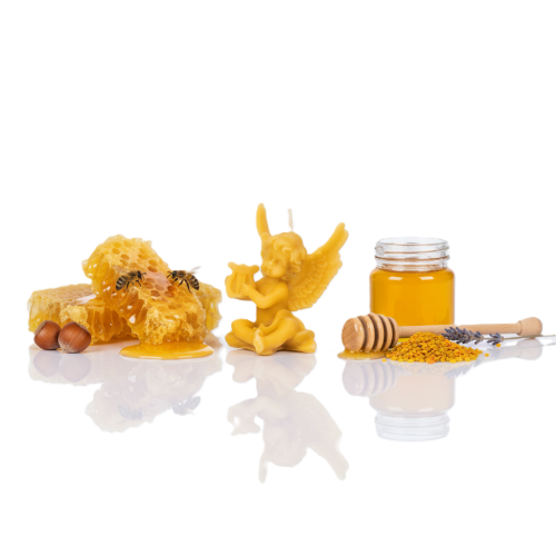 Świeca z wosku pszczelego – Aniołek z lirą | Linia BEE WAX