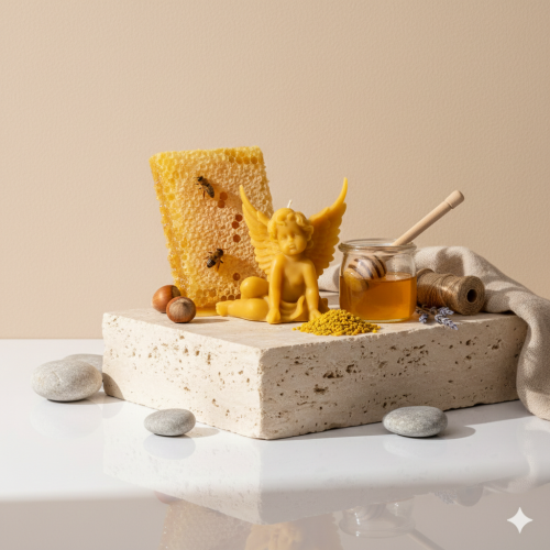 Świeca z wosku pszczelego – Anioł siedzący duży | Linia BEE WAX