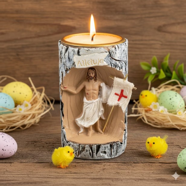 Świecznik wielkanocny – Jezus Zmartwychwstały 13 cm