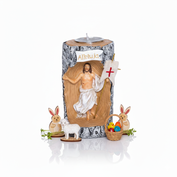 Świecznik wielkanocny – Jezus Zmartwychwstały 8cm