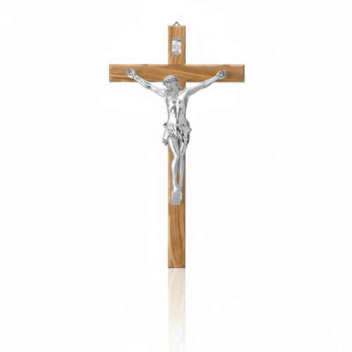 Krzyż z drewna oliwnego 25 cm – włoski krucyfiks z figurą Jezusa