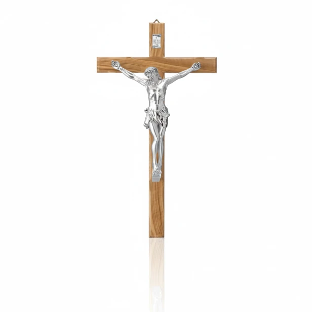 Krzyż z drewna oliwnego 25 cm – włoski krucyfiks z figurą Jezusa