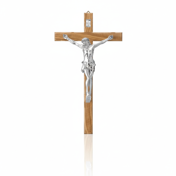 Włoski Krzyż Tradycyjny z drzewa oliwnego z Jezusem - 25cm