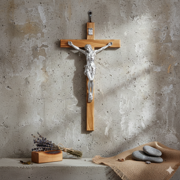 Włoski Krzyż Tradycyjny z drzewa oliwnego z Jezusem - 25cm