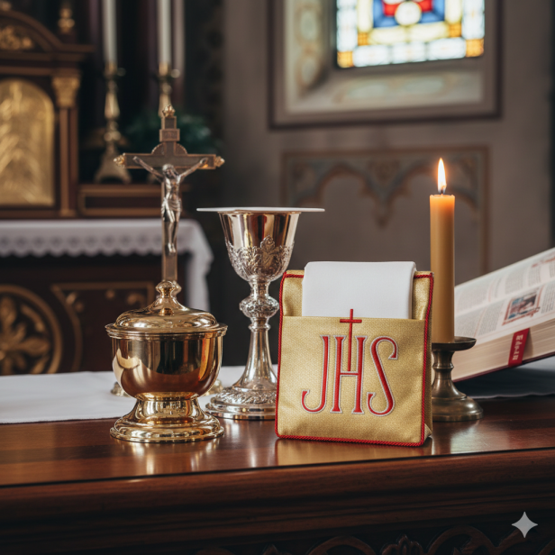 Bursa haftowana IHS – na korporał | Szaty liturgiczne