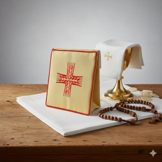 Bursa haftowana z krzyżem – na korporał | Szaty liturgiczne