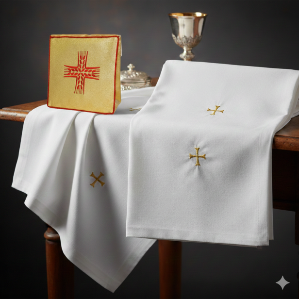 Bursa haftowana z krzyżem – na korporał | Szaty liturgiczne