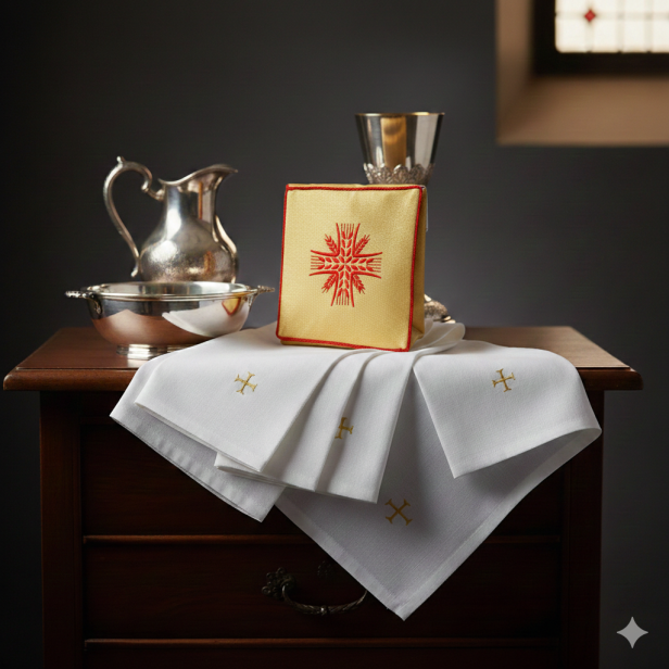 Bursa haftowana z krzyżem – na korporał | Szaty liturgiczne