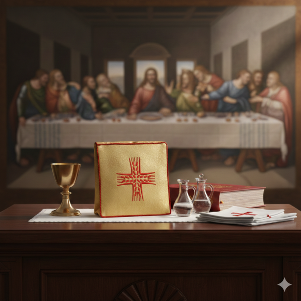 Bursa haftowana z krzyżem – na korporał | Szaty liturgiczne