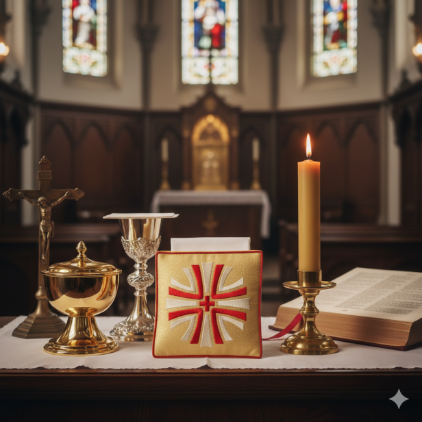 Bursa haftowana – krzyż promienisty | Szaty liturgiczne