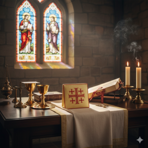 Bursa haftowana – krzyż stylizowany | Szaty liturgiczne