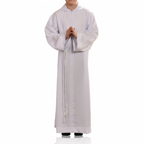 Alba lektorska z imitacją kaptura – zamek z przodu | Szaty liturgiczne