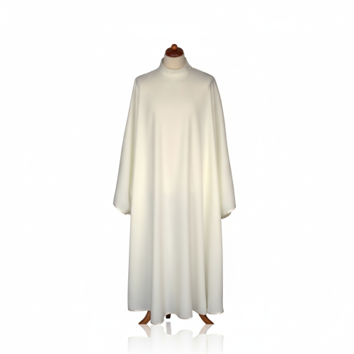 Albo-ornat ecru – poliester, zamek na ramieniu | Szaty liturgiczne