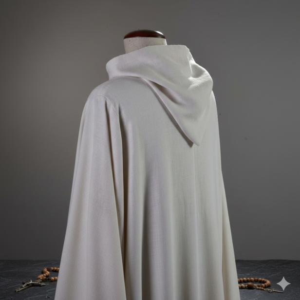 Alba zakonna z kapturem – lniana, naturalny len | Szaty liturgiczne