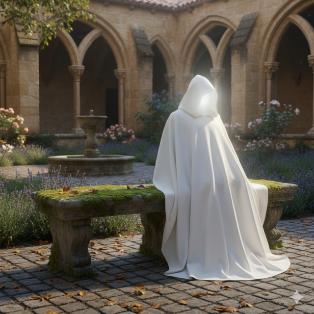 Alba zakonna z kapturem – lniana, naturalny len | Szaty liturgiczne