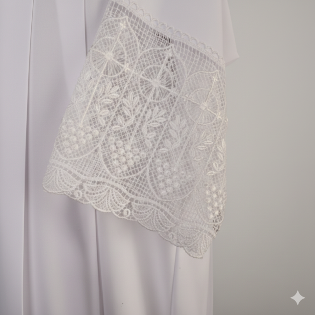 Alba kapłańska biała – bawełniana gipiura | Szaty liturgiczne