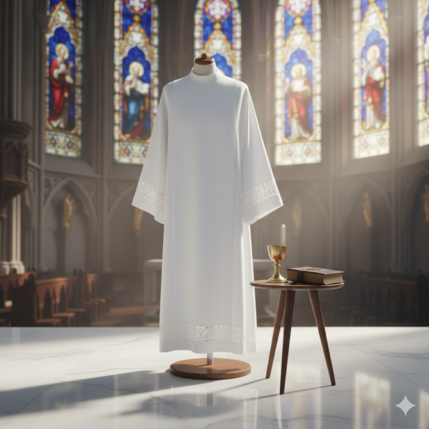 Alba kapłańska biała – bawełniana wstawka | Szaty liturgiczne