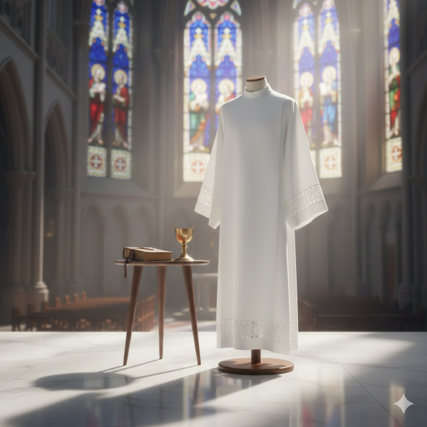 Alba kapłańska biała – bawełniana wstawka | Szaty liturgiczne