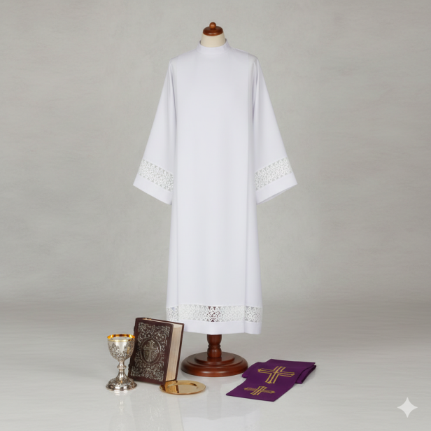 Alba kapłańska biała – bawełniana wstawka | Szaty liturgiczne