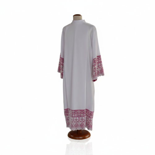 Alba kapłańska biała – gipiura i podbitka kanonicka | Szaty liturgiczne