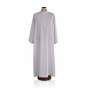 Alba kapłańska biała tropik – krój prosty, zapięcie z przodu | Szaty liturgiczne