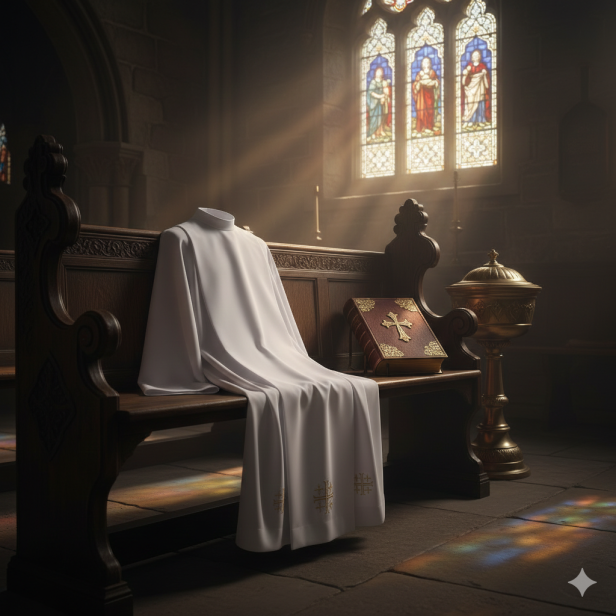 Alba kapłańska biała tropik – haft krzyż stylizowany | Szaty liturgiczne