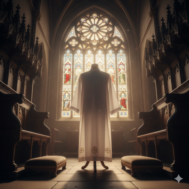 Alba kapłańska biała tropik – haft krzyż stylizowany | Szaty liturgiczne