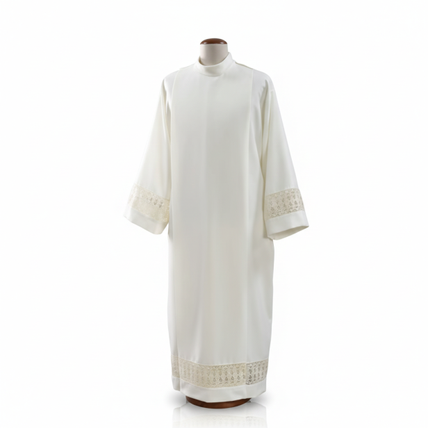 Alba kapłańska ecru tropik – wstawka, krój rzymski | Szaty liturgiczne