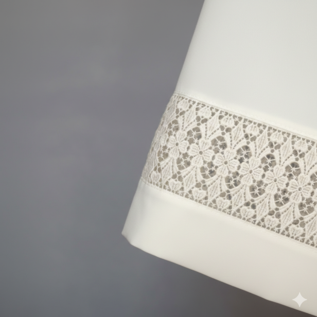 Alba kapłańska ecru tropik – wstawka, krój rzymski | Szaty liturgiczne