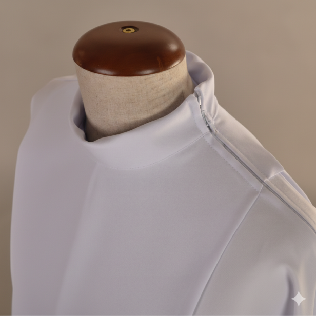 Alba kapłańska haftowana biała – krój rzymski, tropik | Szaty liturgiczne