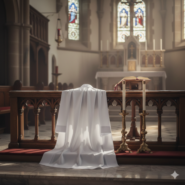 Alba kapłańska haftowana biała – krój rzymski, tropik | Szaty liturgiczne
