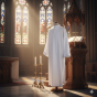 Alba kapłańska prosta biała – bez zdobień | Szaty liturgiczne