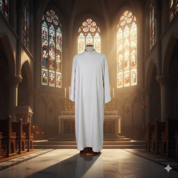 Alba kapłańska naturalny len – krój prosty | Szaty liturgiczne