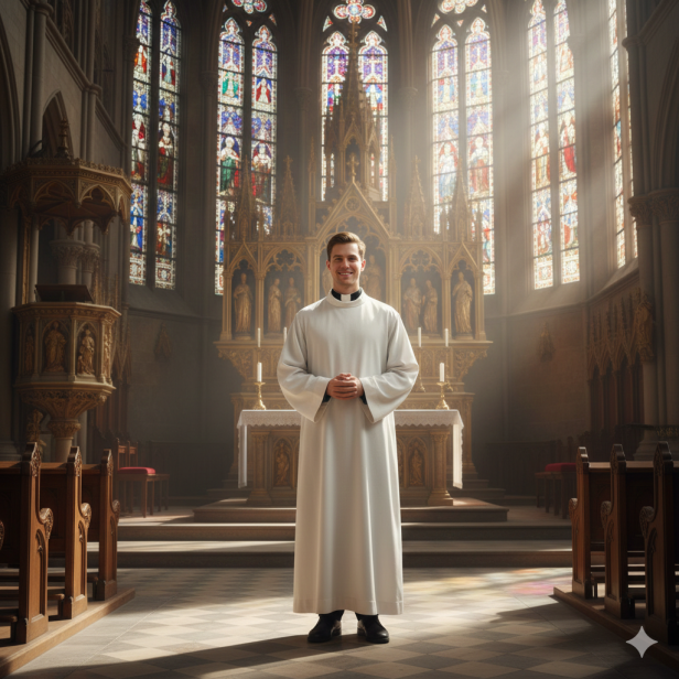 Alba kapłańska naturalny len – krój prosty | Szaty liturgiczne