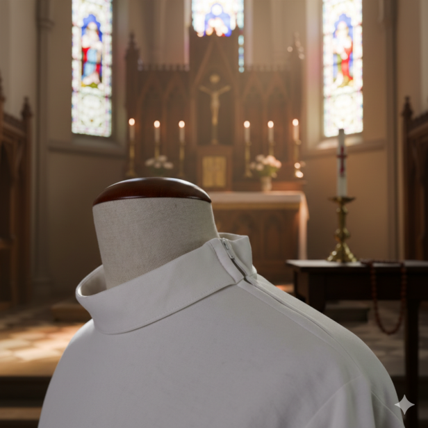 Alba kapłańska naturalny len – krój prosty | Szaty liturgiczne