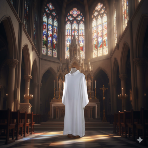Alba kapłańska lniana biała – ozdobne mankiety | Szaty liturgiczne
