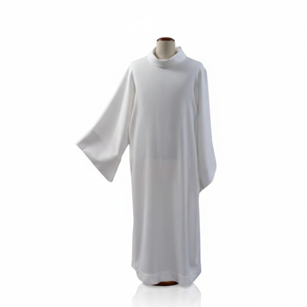 Alba kapłańska lniana biała – ozdobne mankiety | Szaty liturgiczne