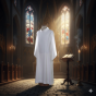 Alba kapłańska lniana biała – ozdobne mankiety | Szaty liturgiczne