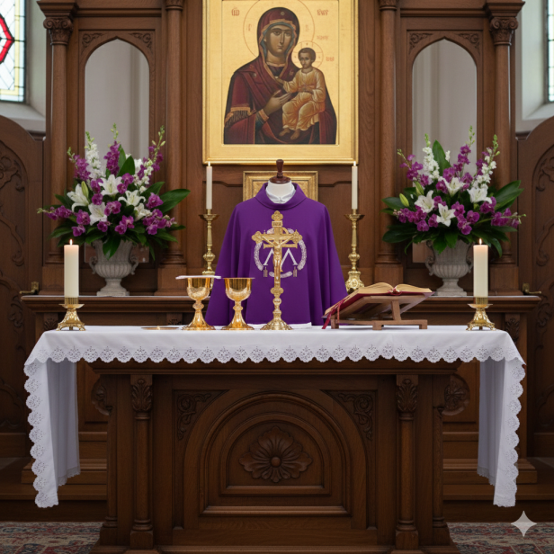 Ornat adwentowy – haftowana symbolika oczekiwania | Szaty liturgiczne