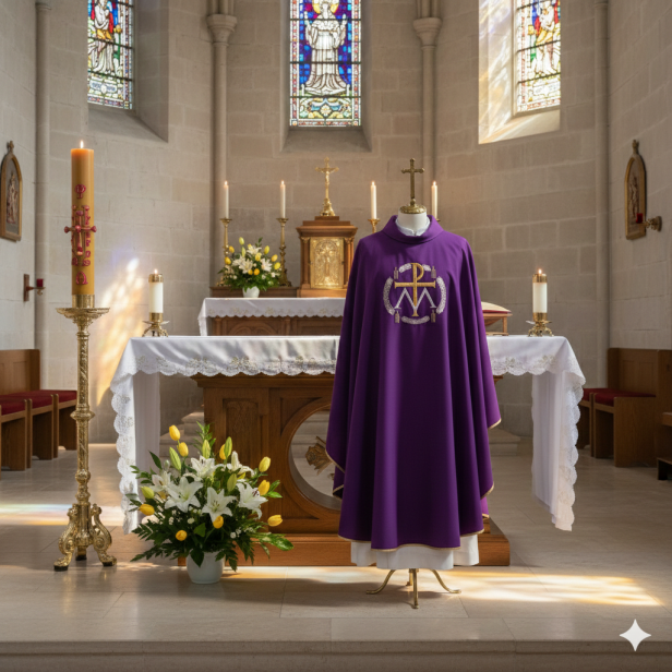 Ornat adwentowy – haftowana symbolika oczekiwania | Szaty liturgiczne