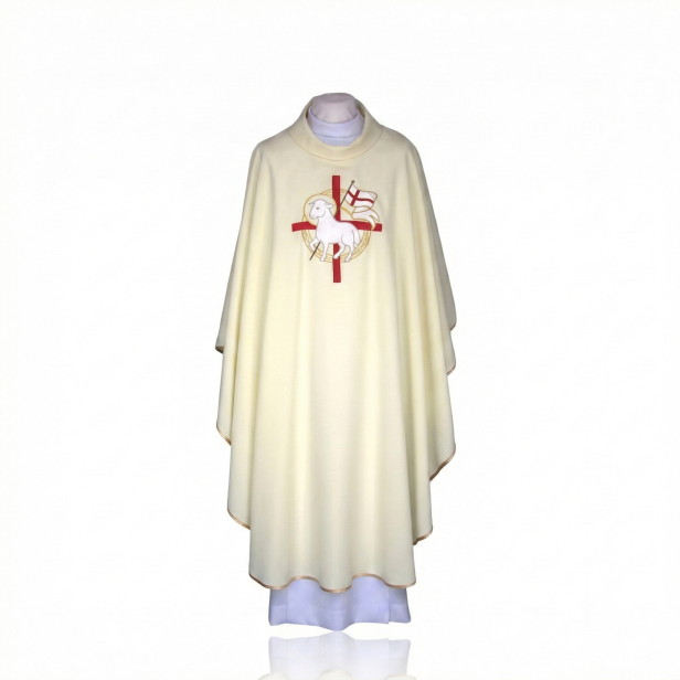 Ornat wielkanocny – Baranek Paschalny Alfa Omega | Dwustronny haft